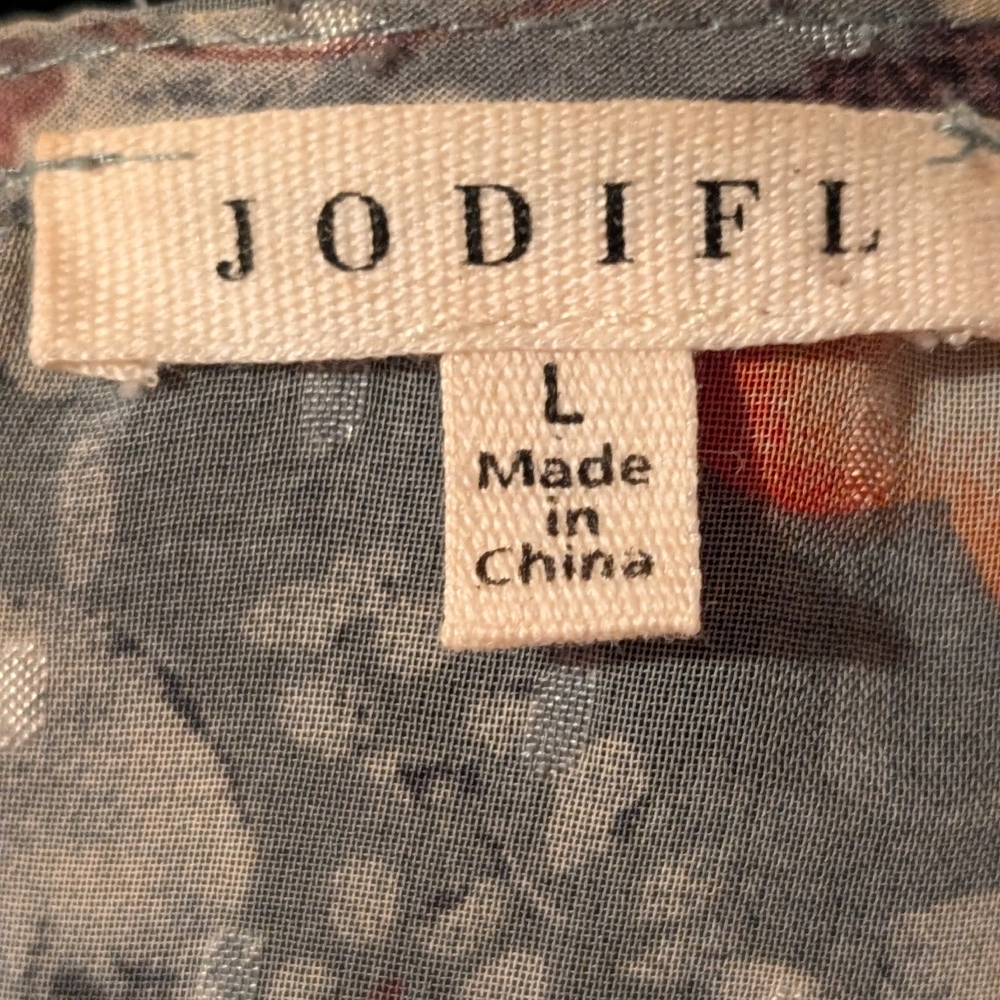 Jodifl Floral Tassel Kimono Cardigan/Duster L - Sage/Coral - Boho - Picture 5 of 7